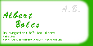 albert bolcs business card